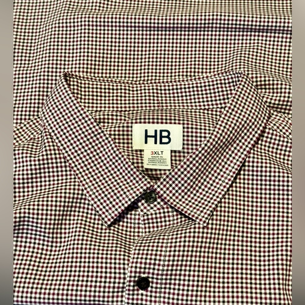 Harbor Bay Men's Checkered (Black-Red-White) Short Sleeve ButtonUp (3XLT)